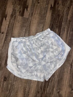 Nike White and Light Gray Dri-FIT Athletic Shorts
